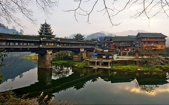 怀化市-通道县-坪坦乡-平坦村(中国名村)/风雨桥群(侗寨)