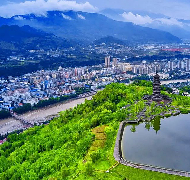 雅安市-荥经县城-严道镇·荥经河（滨河）风景区